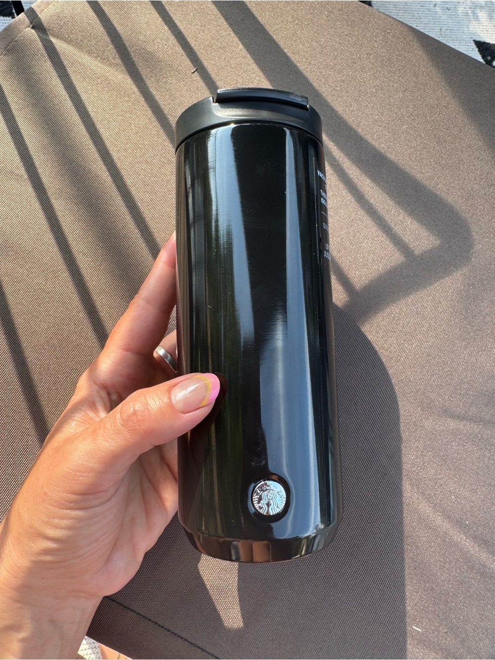 Starbucks Glossy Black Travel Tumbler with Barcode Sticker